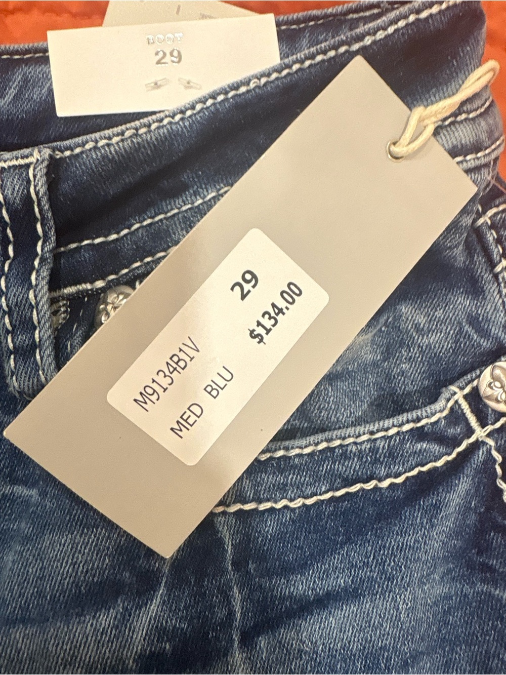 Miss Me women’s mid rise bootcut jeans 29 x 32 flag theme NEW NWT - Picture 12 of 12